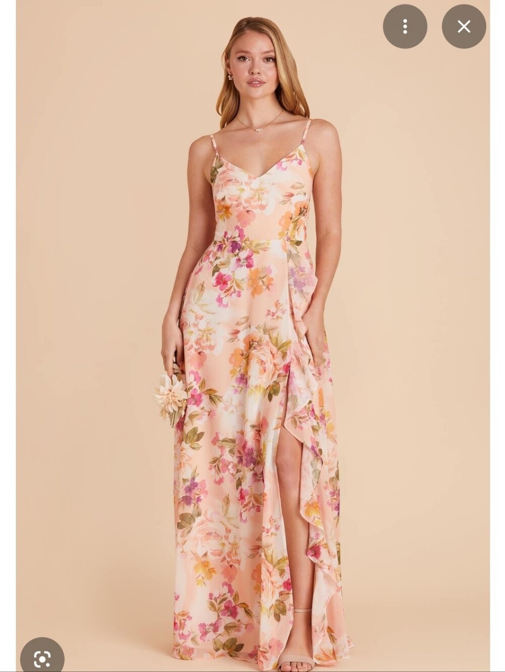 XXL Birdy Grey Coral & Pink Floral Chiffon Maxi Dress